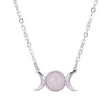 Crystal Crescent Moon Pendant Necklace