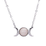 Crystal Crescent Moon Pendant Necklace