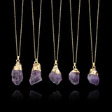 Purple Amethyst Crystal Healing Stone Necklace