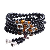 Black Onyx Stone with Tiger's Eye Spiritual Mala Beads Black Onyx Stone with Tiger's Eye Spiritual Mala Beads