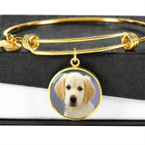 GOLDEN RETRIEVER LUXURY BANGLE WITH CIRCLE CHARM