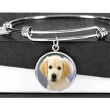 GOLDEN RETRIEVER LUXURY BANGLE WITH CIRCLE CHARM