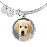 GOLDEN RETRIEVER LUXURY BANGLE WITH CIRCLE CHARM