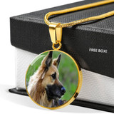 GERMAN SHEPHERD  LUXURY NECKLACE WITH CIRCLE CHARM