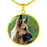 GERMAN SHEPHERD  LUXURY NECKLACE WITH CIRCLE CHARM