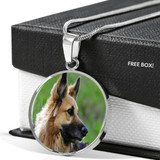 GERMAN SHEPHERD  LUXURY NECKLACE WITH CIRCLE CHARM