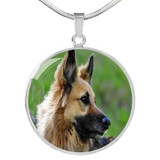 GERMAN SHEPHERD  LUXURY NECKLACE WITH CIRCLE CHARM