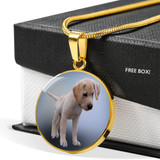 LABRADOR PUPPY LUXURY NECKLACE WITH CIRCLE CHARM