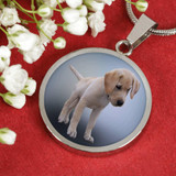 LABRADOR PUPPY LUXURY NECKLACE WITH CIRCLE CHARM