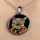 FRENCH BULLDOG LUXURY NECKLACE WITH CIRCLE CHARM