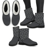 DOG BONE PATTERN FAUX FUR BOOTS