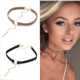 LEATHER NECKLACE WITH GEOMETRIC DROP OFFER