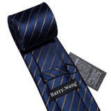 Men Gold Navy Striped Silk Tie
