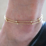 Women Gold Double Foot Chain Anklet