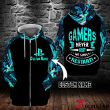 Gamer never quit we simple restart Hoodie 3D custom LKT