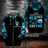 NEVER UNDERESTIMATE AN OLD MAN WITH A GUITAR BLUE HOODIE 3D CUSTOM LKT