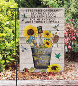 Music Wonderful World Gardening Hummingbird Garden Flag