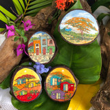 Artesanía - Flamboyant rojo y casita