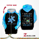 Autism mom I am his voice he is my heart hoodie 3D Custom TTM