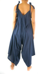 Solid Blue Boho Hippie Jumpsuit Rompers