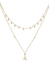 Layered Shark Tooth 18k Gold Plated Necklace
