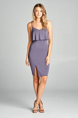 Women's Sleeveless Ruffle Bodycon Dress