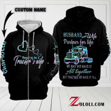 Husband and Wife Trucker for life hoodie 3D TTM