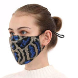 Blue Leopard Sequin Mask