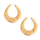 Teardrop Gold Filigree Hoops