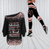 Trucker's wife Never underestimate a trucker's wife Off shoulder shirt & Leggings Set