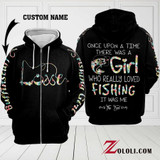 Once upon a time there was a girl who really loved fishing 3D Custom Hoodie
