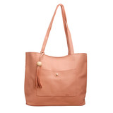 Pink Leather Tassel Tote Set