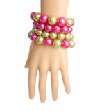 Pink and Neon Green Pearl Bracelets