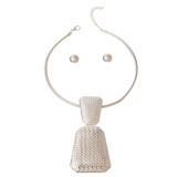 Silver Metal Trapezoid Choker Set