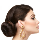 Gold Ball Teardrop Earrings