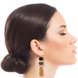 Gold and Black Drop Earrings Featuring Gold Drops