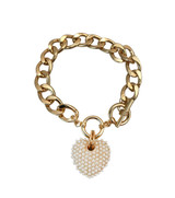 Cream Pearl Heart Toggle Bracelet