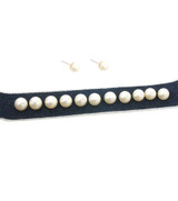 Denim Pearl Choker