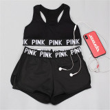 women tracksuit for summer spring outfit pink print tank tops female two piece set sports matching sets