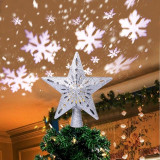 Star Christmas Tree Topper LED Star Top Snowflake Projector Christmas Tree Décor Holiday XMAS Party Hanging Ornament
