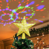 Star Christmas Tree Topper LED Star Top Snowflake Projector Christmas Tree Décor Holiday XMAS Party Hanging Ornament