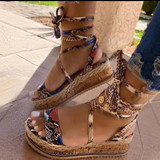 Snake print lace up fashion sandal