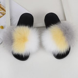 Women Multicolor Fur Slides