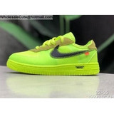 Kids Nike Air Force 1 Off White Volt Green