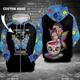 I Wear Blue Autism Awareness 3D Custom Hoodie