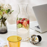 Heat Resistant Glass Carafe with Stainless Steel Silicone Flip-top Lid - Glass Water Pitcher Fridge Ice Tea Maker, 1000ml/35oz