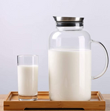 Glass Pitcher, Drip-Free Water Pitcher With Tight Lid and Pretty Brush 75 Ounces