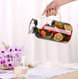 Glass Pitcher, Drip-Free Water Pitcher With Tight Lid and Pretty Brush 75 Ounces