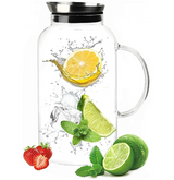 Glass Pitcher, Drip-Free Water Pitcher With Tight Lid and Pretty Brush 75 Ounces