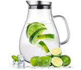 2 liter glass pitcher water jug juice carafe with lid and spout for homemade beverage